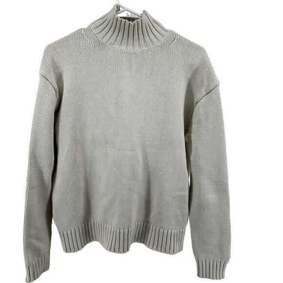 J. Crew Turtleneck Pullover Sweater Knit Oversized Ribbed Trim Cozy White Small - Picture 1 of 3